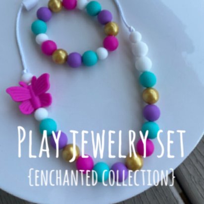 Play Jewelry {BUTTERFLY} Necklace + Bracelet Gift Set - Silicone Fidget Toy, Enchanted Collection, Dress Up, Gift ENCANTO-Inspired