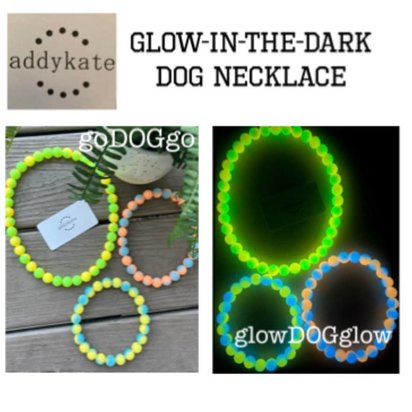Designer Dog Necklace {GLOWdogGLOW} - Stretch Collar, GLOW in the DARK Silicone Beads, PUPPY Jewels, Doggy Accessory, Pup Party Birthday