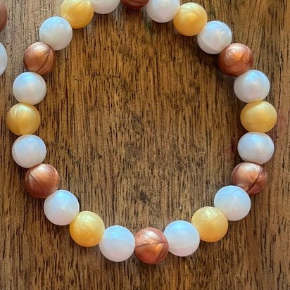 Dog Mom Bracelet {TREASURE} Doggy & Me Accessory, Elastic Stretch Jewelry, Metallic Shimmer Silicone Beads, New Puppy Present