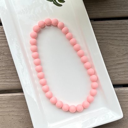 Designer Dog Necklace {SOFTPINK} - New Puppy, Elastic Stretch Jewelry, Silicone Beads, Doggy Collar, Accessory Gift, Birthday
