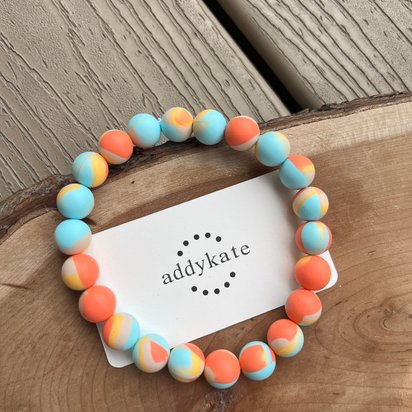 Designer Kitty Necklace {TANGERINE} - Stretch Collar, Silicone Bead, New Kitten Jewels, Cat Pearls, Pet Accessory, Shelter Rescue Gift