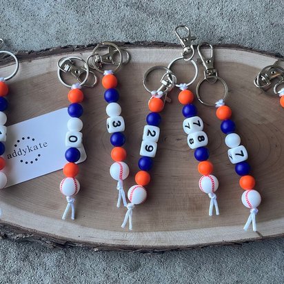 Keychain, Custom Design Team Colors, Player Number Beads, Zipper Pull, Sports Charm, Fan Wear, Swag Bag, Personalized Gift