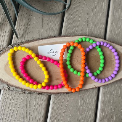 Designer Dog Necklace {LIGHTBRIGHT} - Elastic Stretch Jewelry, Silicone Beads, Doggy Collar, New Puppy, Photo Prop, Accessory, Pet Present