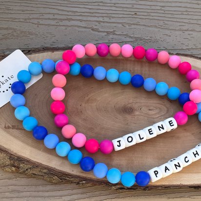 Dog Necklace {CUSTOM} Designer - Elastic Stretch Jewelry, Silicone Beads, Doggy Collar, New Puppy, Photo Prop, Accessory, Pet Present